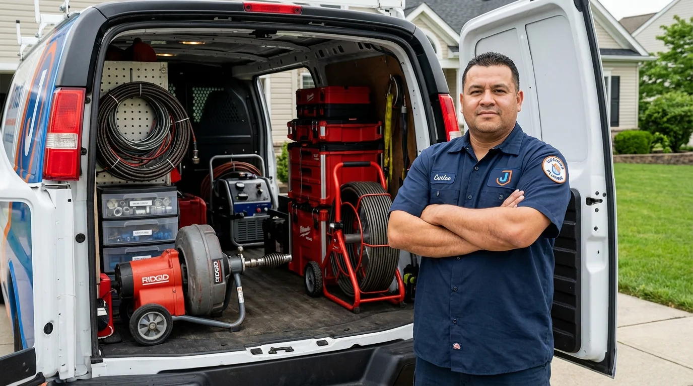 Professional drain cleaning equipment and Johns Plumbing LLC plumber in Marfa