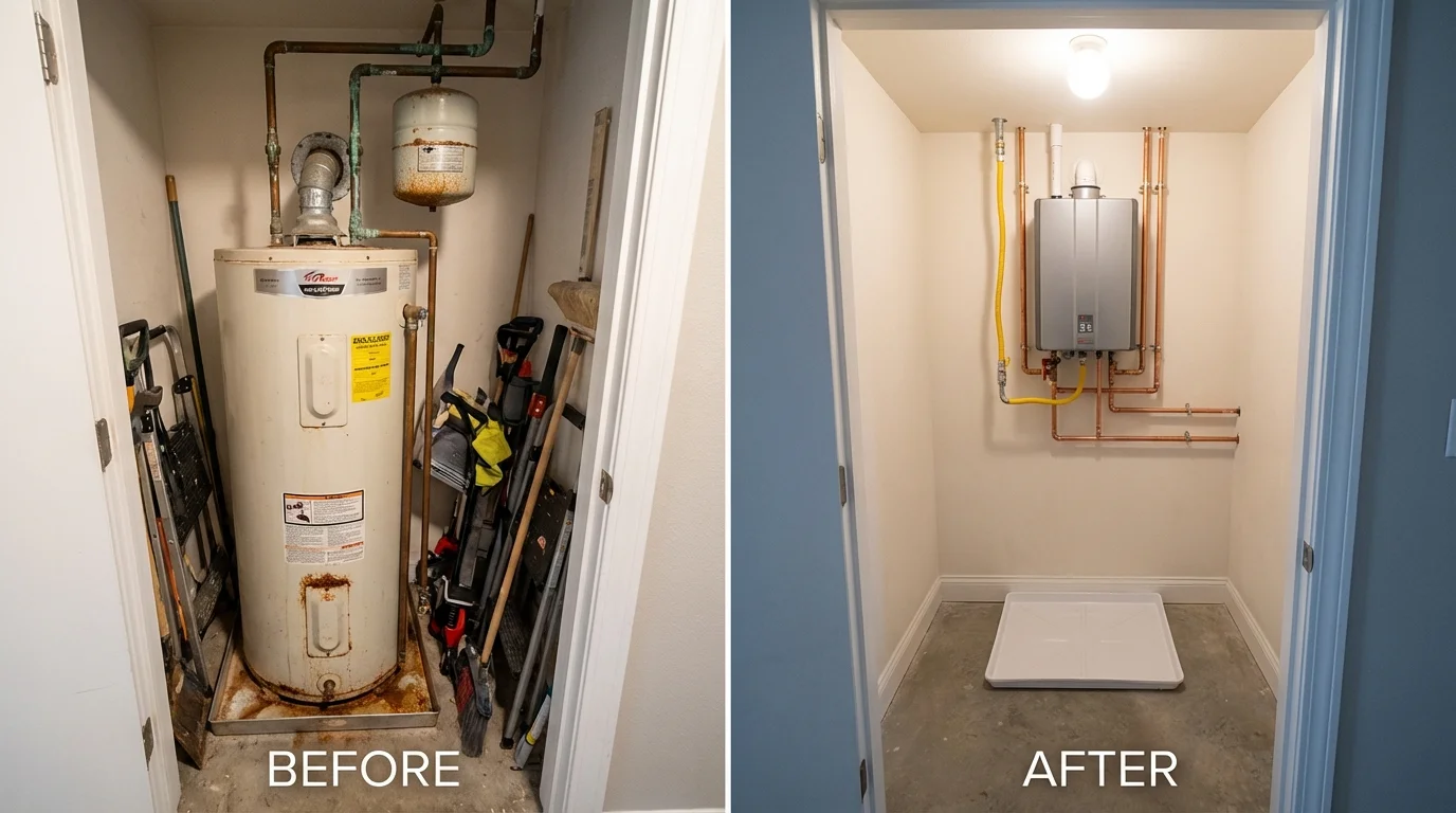 Tank water heater versus wall-mounted tankless unit comparison for Marfa, TX homeowners